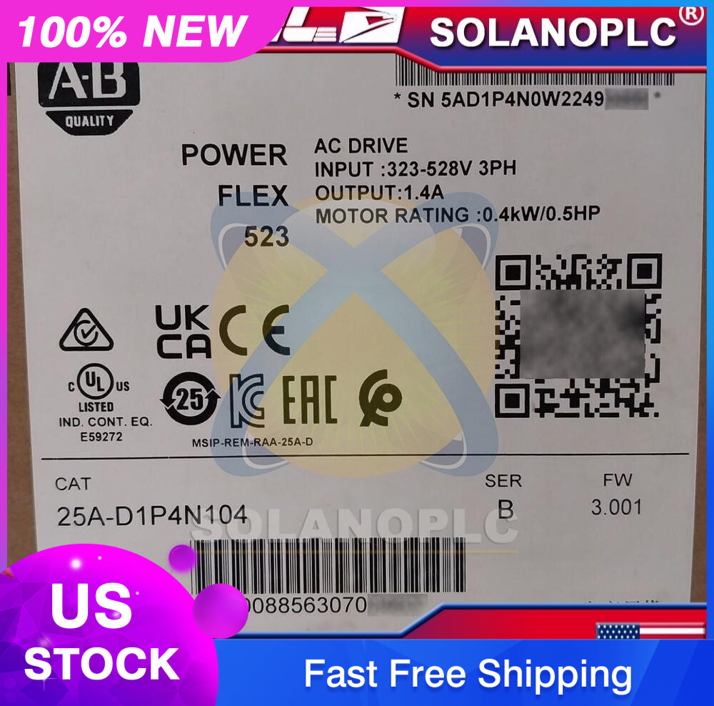 Allen-Bradley AB 25A-D1P4N104 /B PowerFlex 523 AC Drive 0.4kW 0.5HP NEW IN BOX