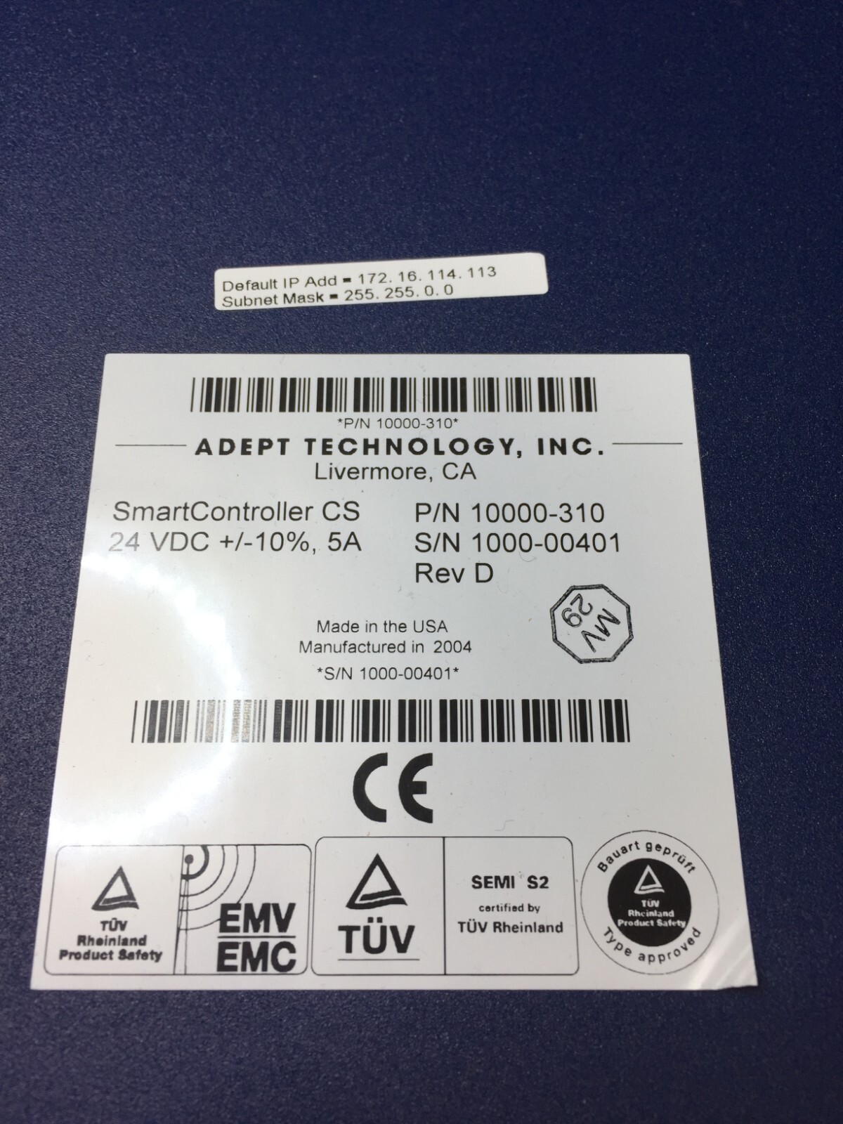 Adept Technology SmartController CS 10000-310 Rev:D Automation Robot Controller