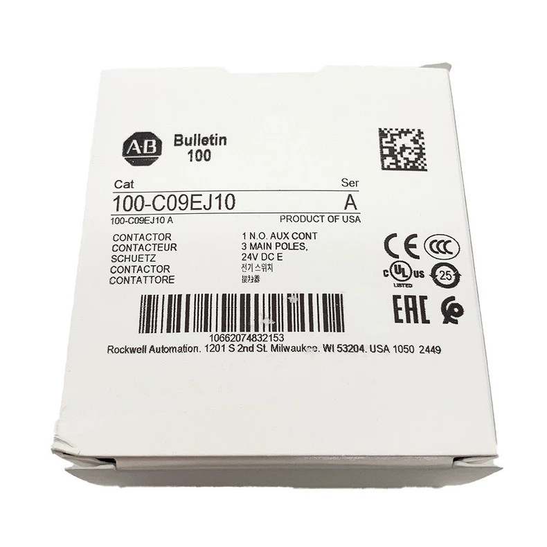 NEW 100-C09EJ10 IEC 9 A Contactor AB 24V DC Screw Terminals
