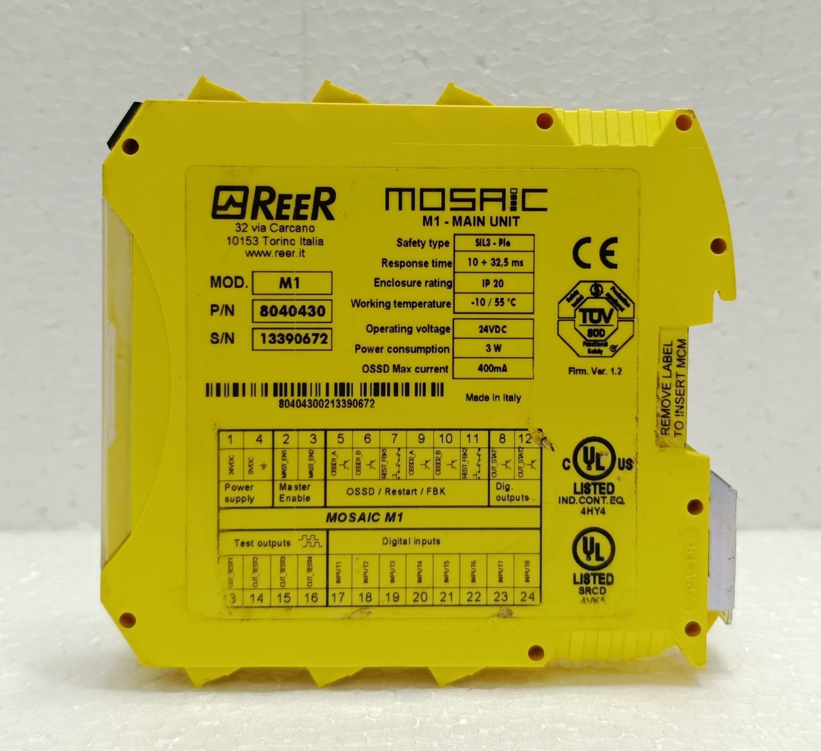 REER Mosaic M1 Main Unit Safety Controller 8040430 SIL3-PLe 24VDC | Used