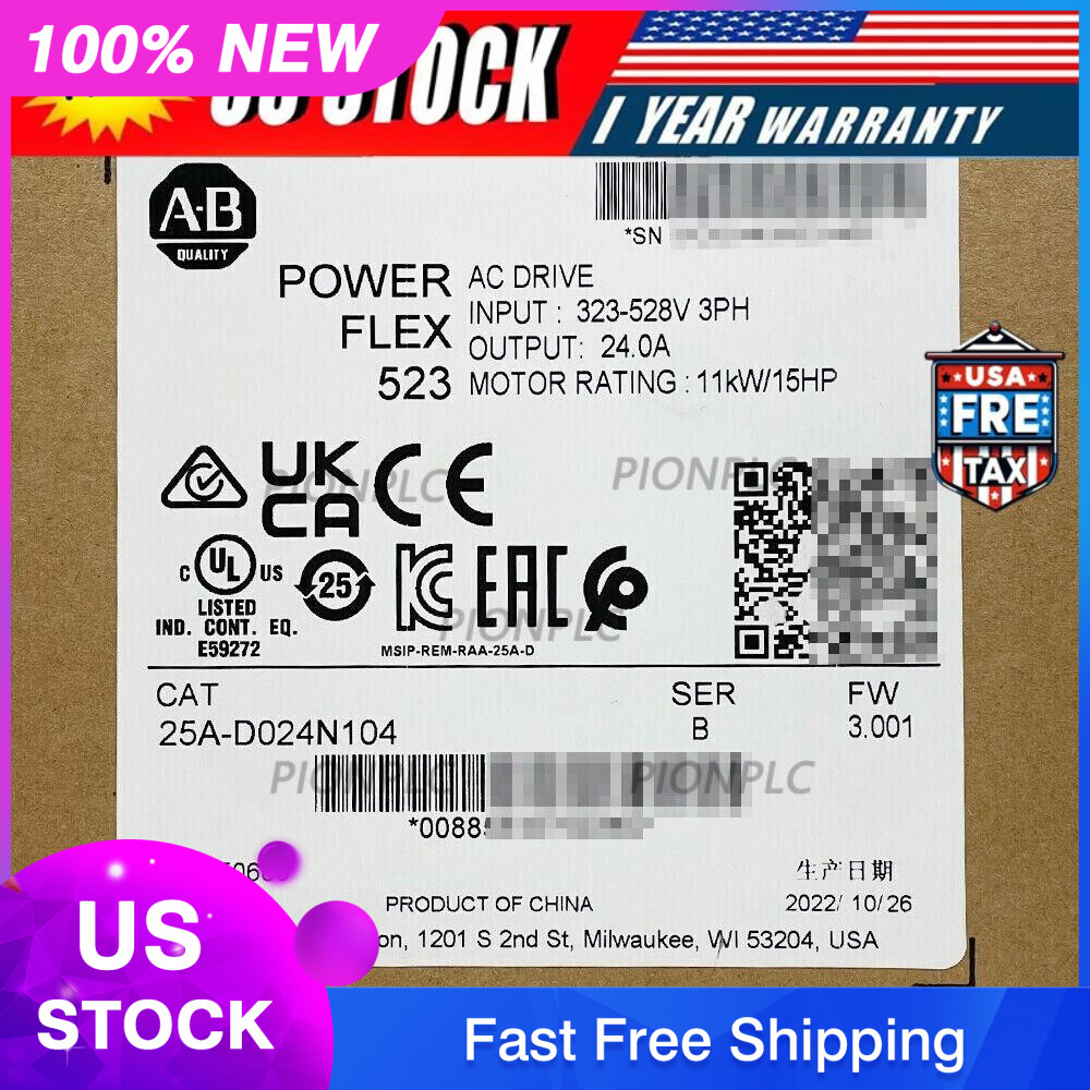 25A-D024N104 /B PowerFlex 523 AC Drive 11kW 15Hp Allen Bradley US Free Tax