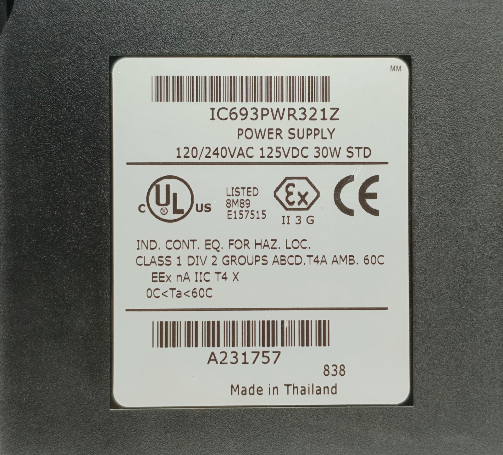 GE Fanuc IC693PWR321Z Standard Power Supply Module Series 90-30 PLC 120/240VAC