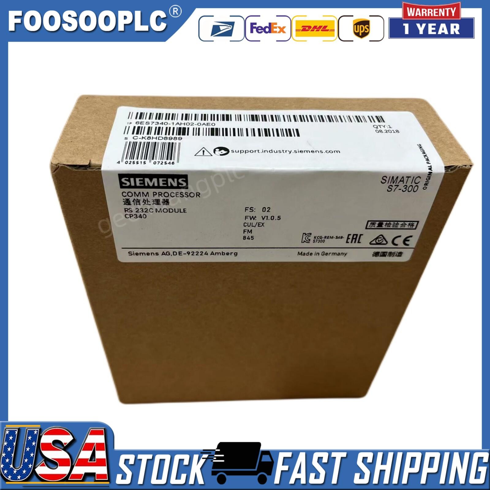 New Siemens 6ES7340-1AH02-0AE0 6ES7 340-1AH02-0AE0 SIMATIC S7-300, CP 340