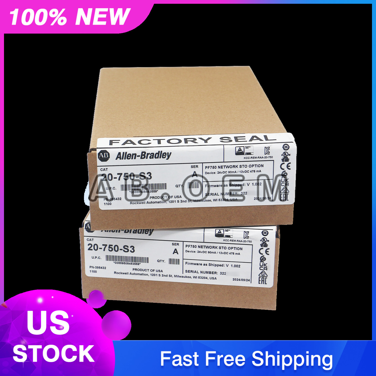 Allen Bradley AB 20-750-S3 Powerflex 750 Network STO Option Module – NEW