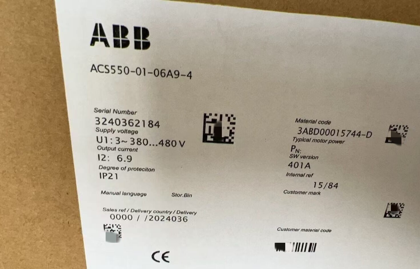 NEW ABB ACS550-01-06A9-4 Inverter 380V 3KW