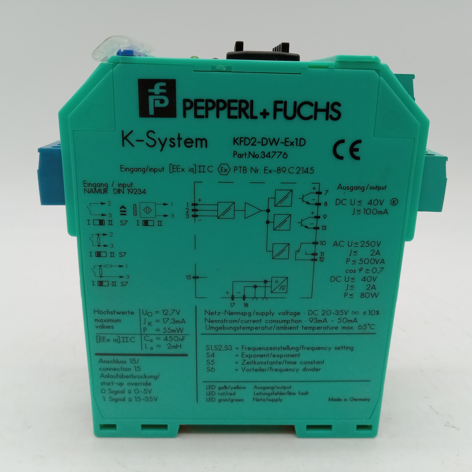 Pepperl Fuchs KFD2-DW-EX1D Rotation Speed Monitor