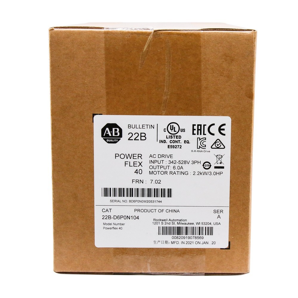 1PC 22B-D6P0N104 Allen-Bradley PowerFlex 40 2.2KW/3.0HP AC Drive UPS
