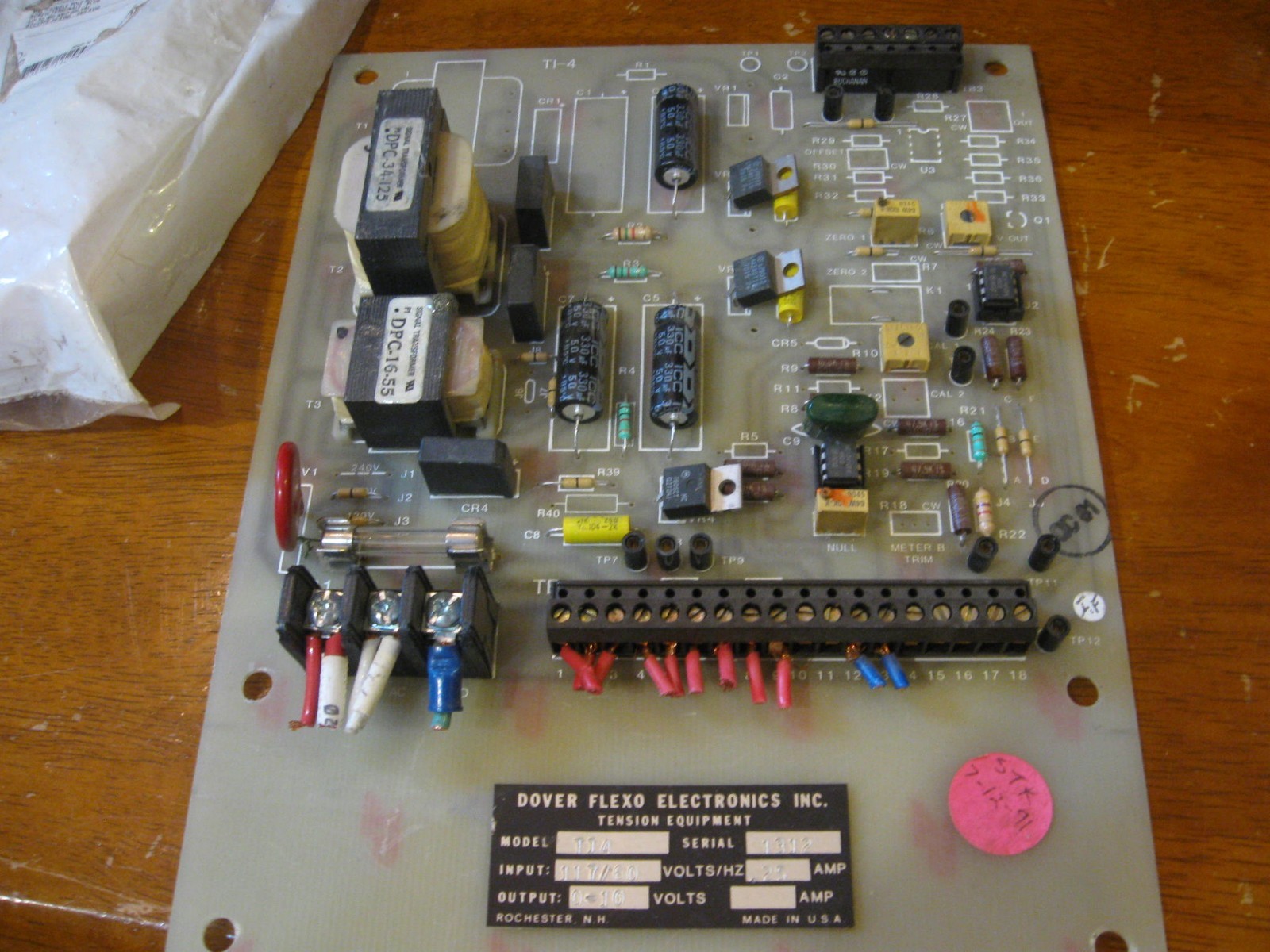 RARE Dover Flexo Electronics Tension Control Circuit Board PCB #- TI4 / 117/60V