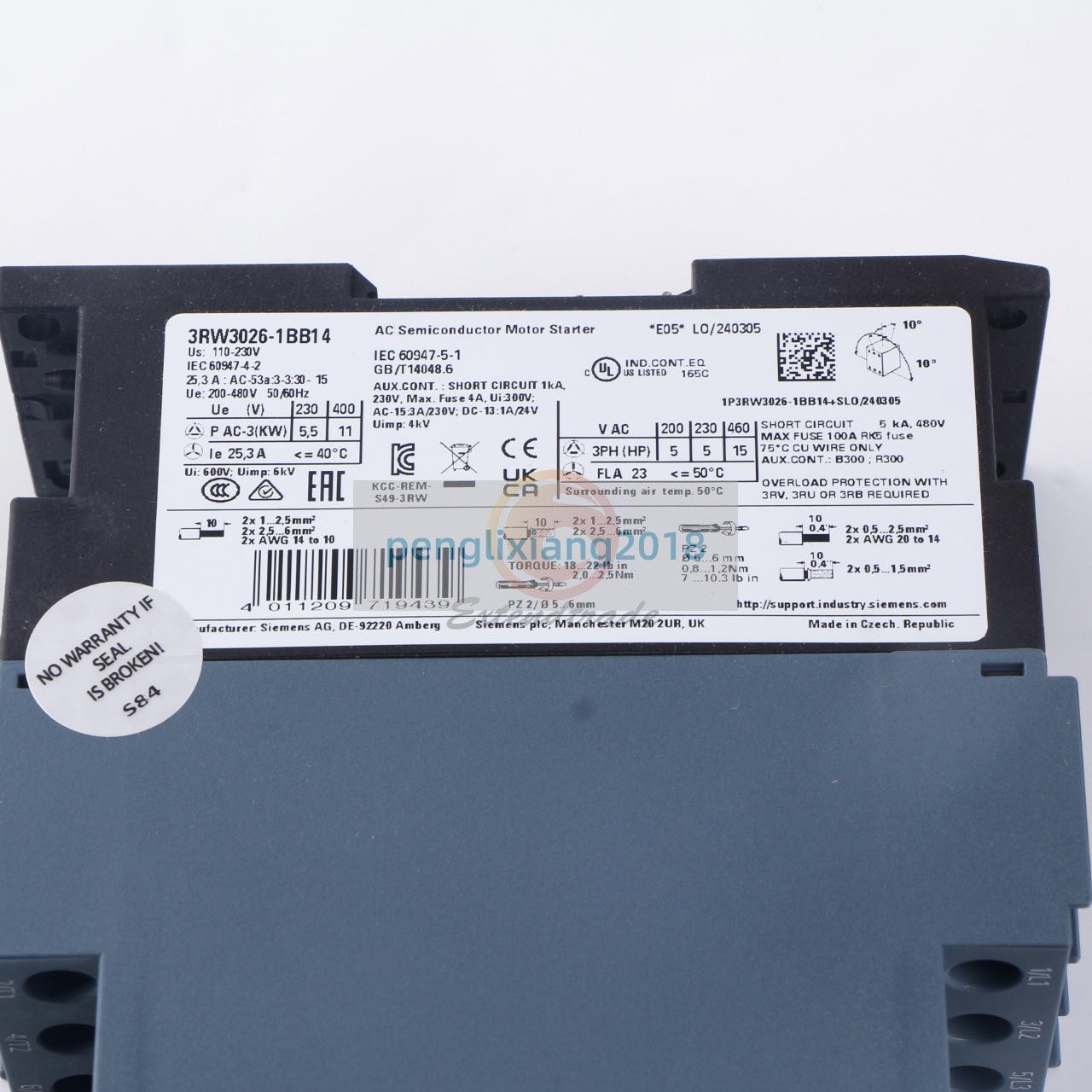 1PC Siemens 3RW3026-1BB14 Soft Starter New