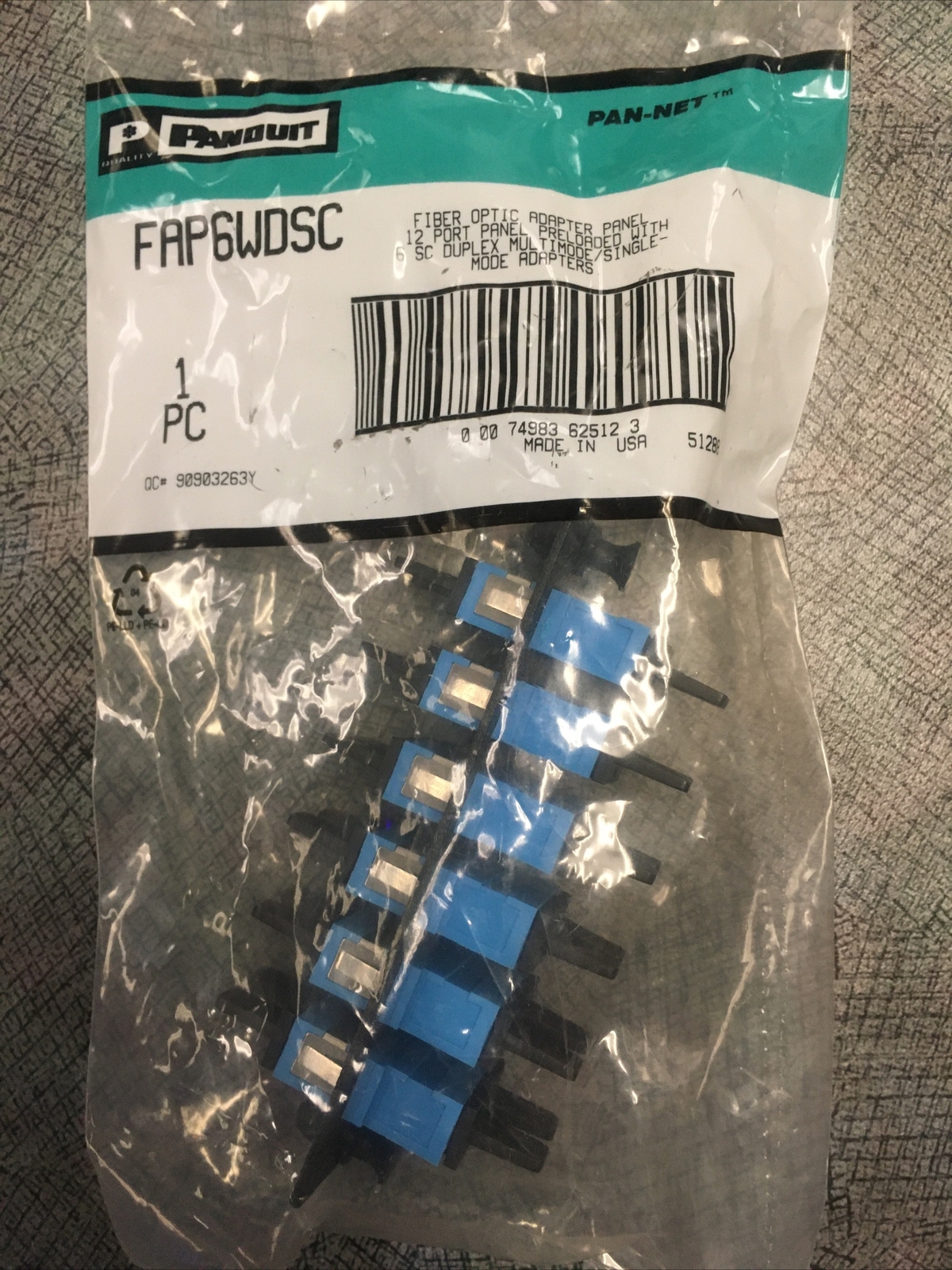 PANDUIT FAP6WDSC FIBER OPTIC ADAPTER PANEL 12 PORT PANEL