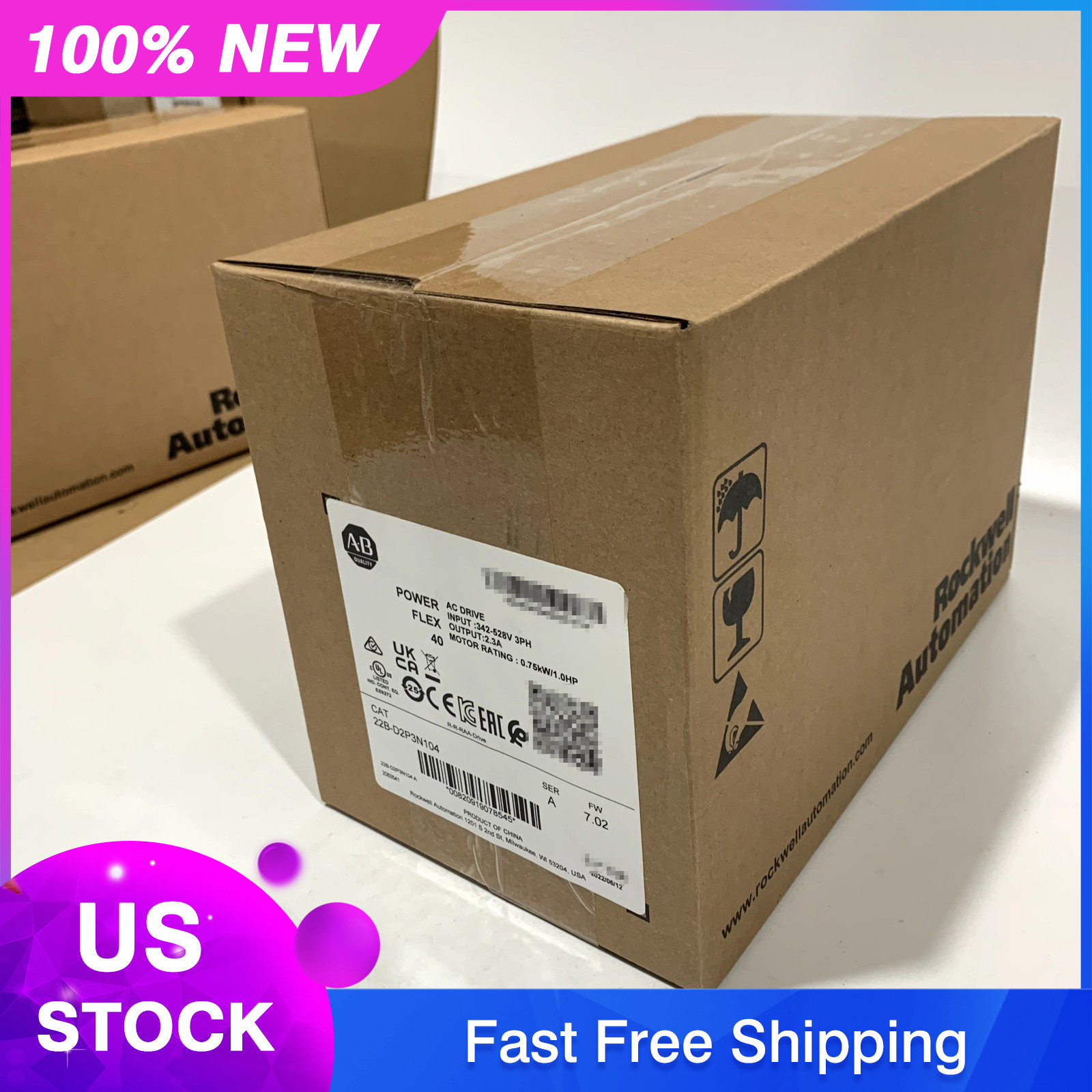 New Sealed AB 22B-D2P3N104 PowerFlex 40 0.75 kW 1 HP AC Drive DHL fast delivery.
