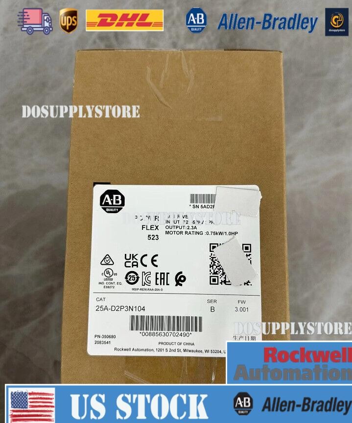 NEW Allen-Bradley 25A-D2P3N104 PowerFlex 523 AC Drive 0.75kW 1Hp