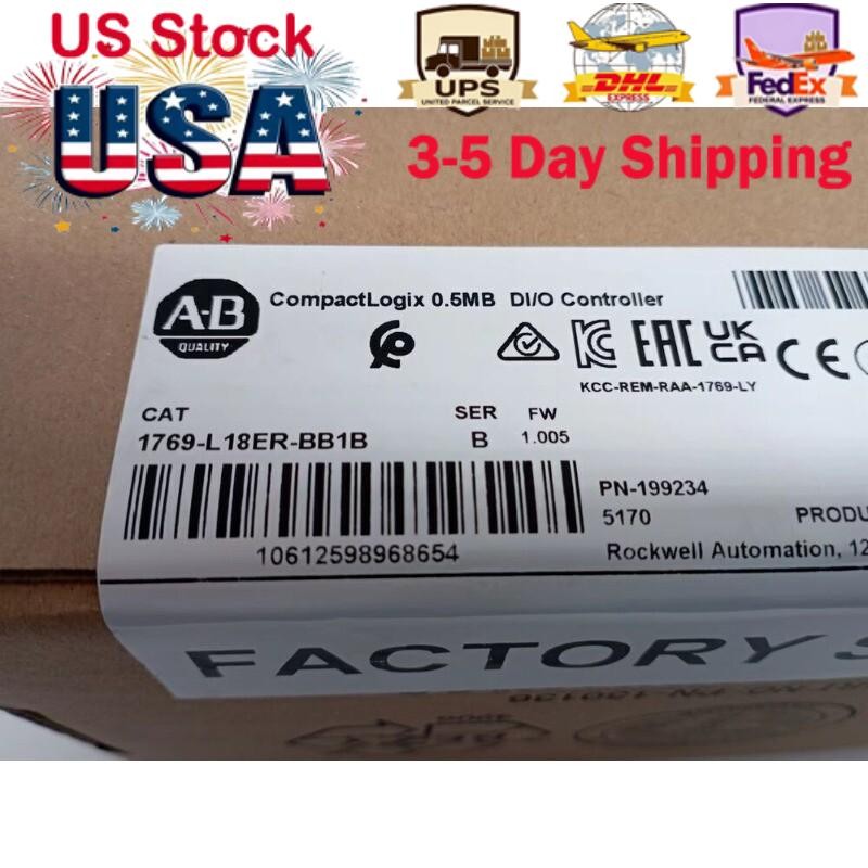 2022 New AB 1769-L18ER-BB1B CompactLogix 0.5MB DI/O Controller US Free Tax