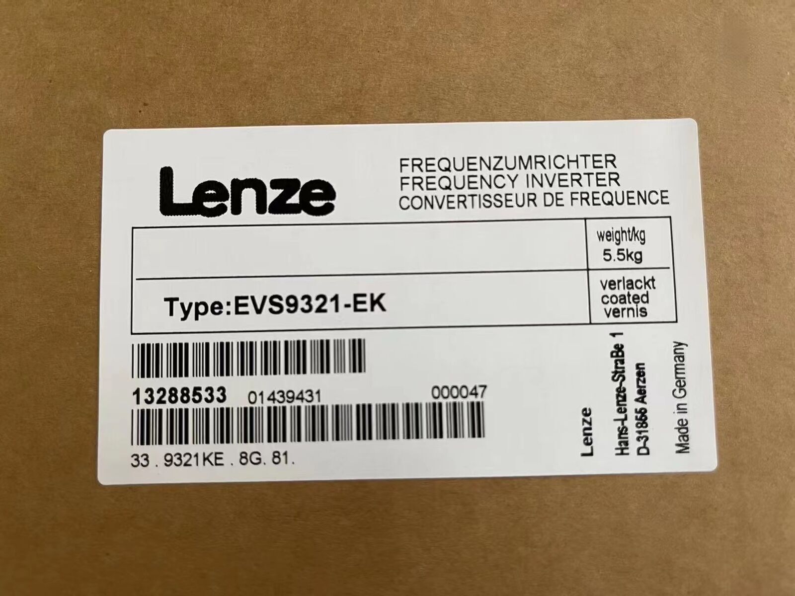 EVS9321-EK 1PCS NEW LENZE SERVO DRIVE INVERTER EVS9321EK evs9321ek