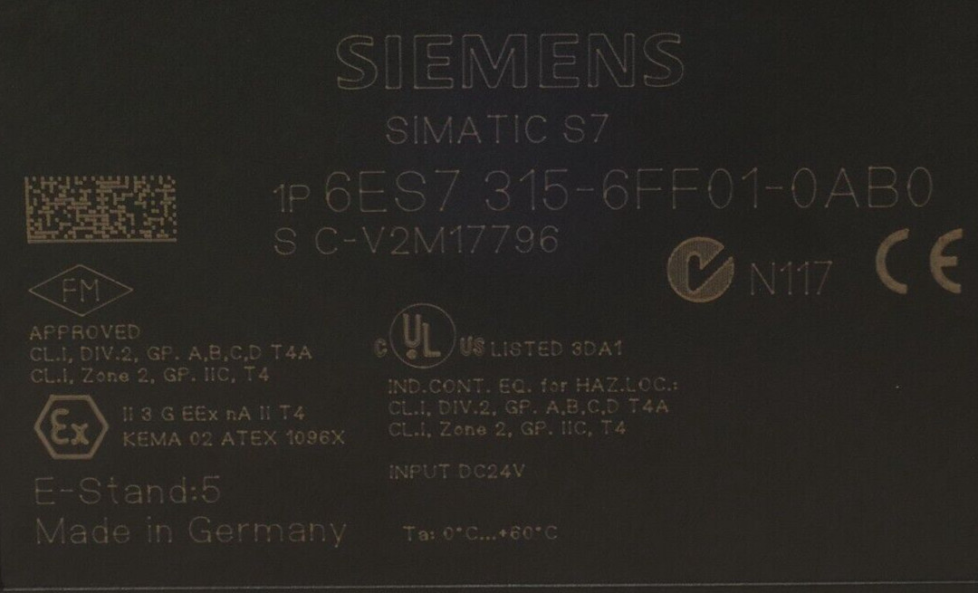 Siemens SIMATIC S7-300 | 6ES7315-6FF01-0AB0 | E:05 V2.0.12 | 6ES7315-6FF01-0AB0