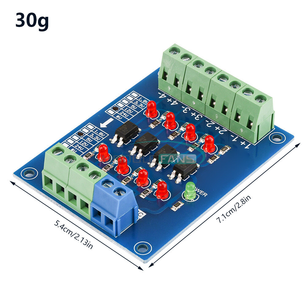 24V to 5V 4-Channel PLC Signal Converter Level Voltage Board 4-Bit Optocoupler