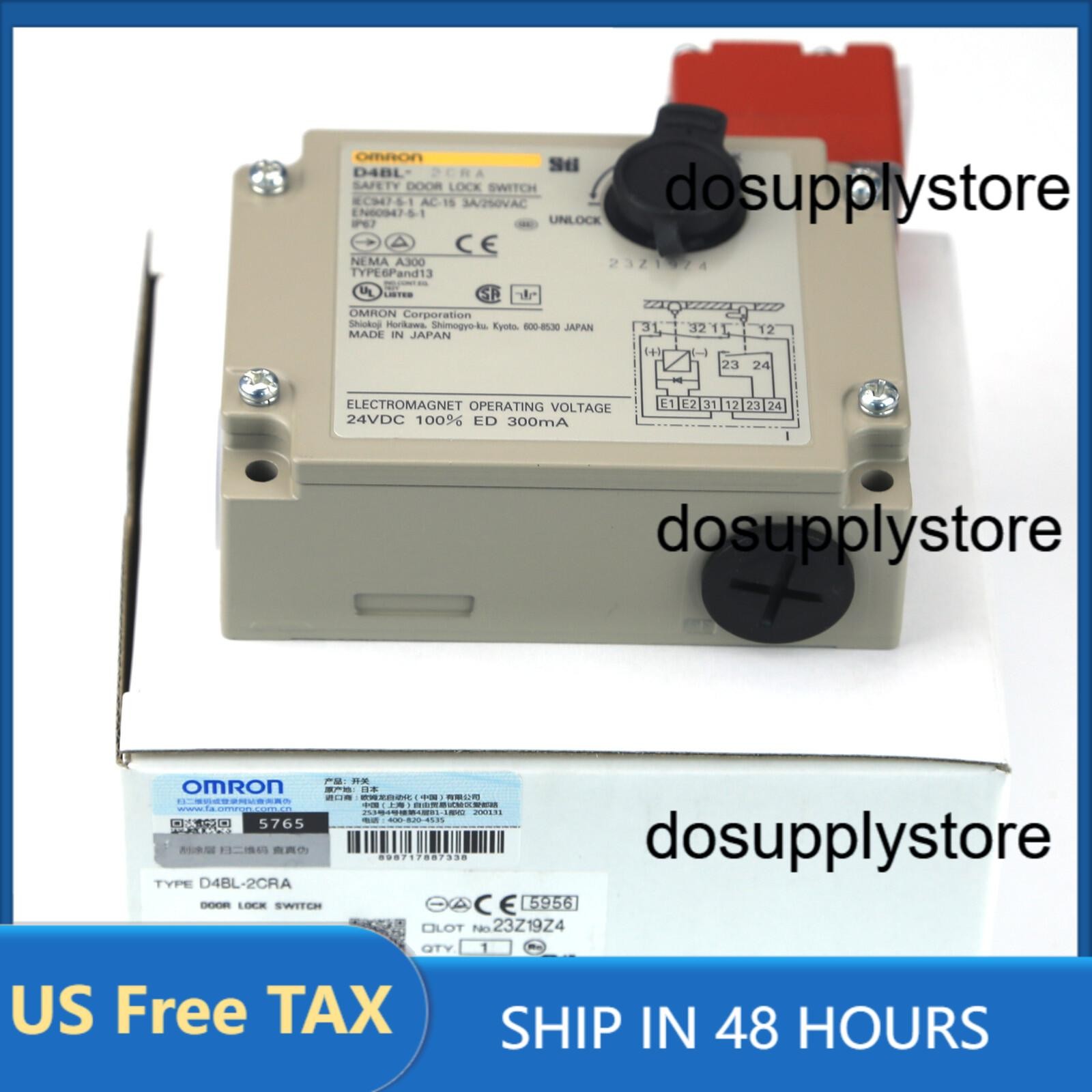 1PC Omron D4BL-2CRA D4BL2CRA Guard Lock Safety-Door Switch US Free TAX