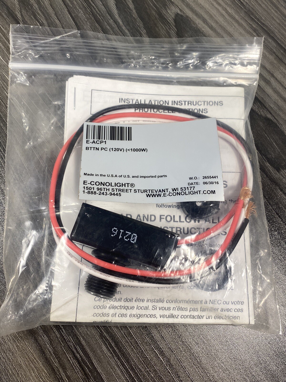 New E-Conolight Photocell Button E-ACP1 120VE-ACP1 BTTN PC (120V) ( 1000W) – USA
