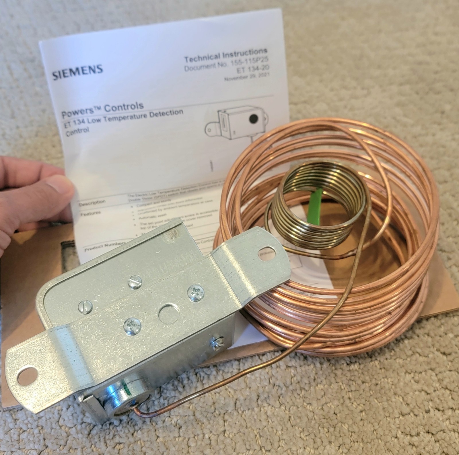 Siemens ET134 Low temperature Detection Thermostat Automation 8pcs lot