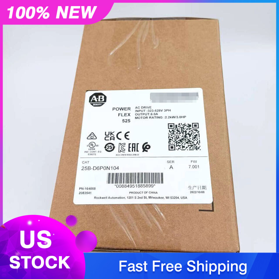 Allen Bradley 25B-D6P0N104 A PowerFlex 525 AC Drive 480V 3HP 25BD6P0N104 New