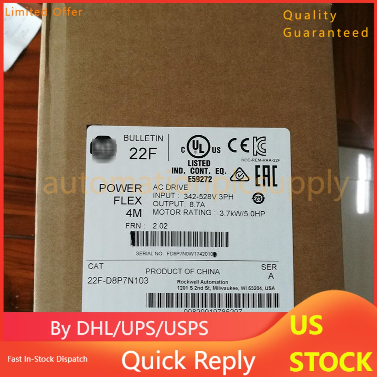 22F-D8P7N103 PowerFlex4M AC Drive Allen Bradley New Factory Sealed US Free Tax