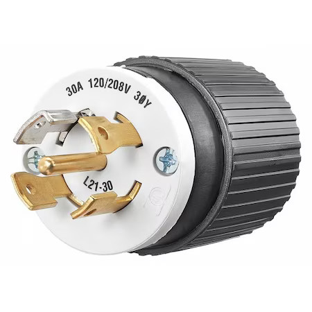 Bryant 72130Np Locking Plug, L21-30P, 30 A, 120/208V Ac, Three Phase, 4 Pole,