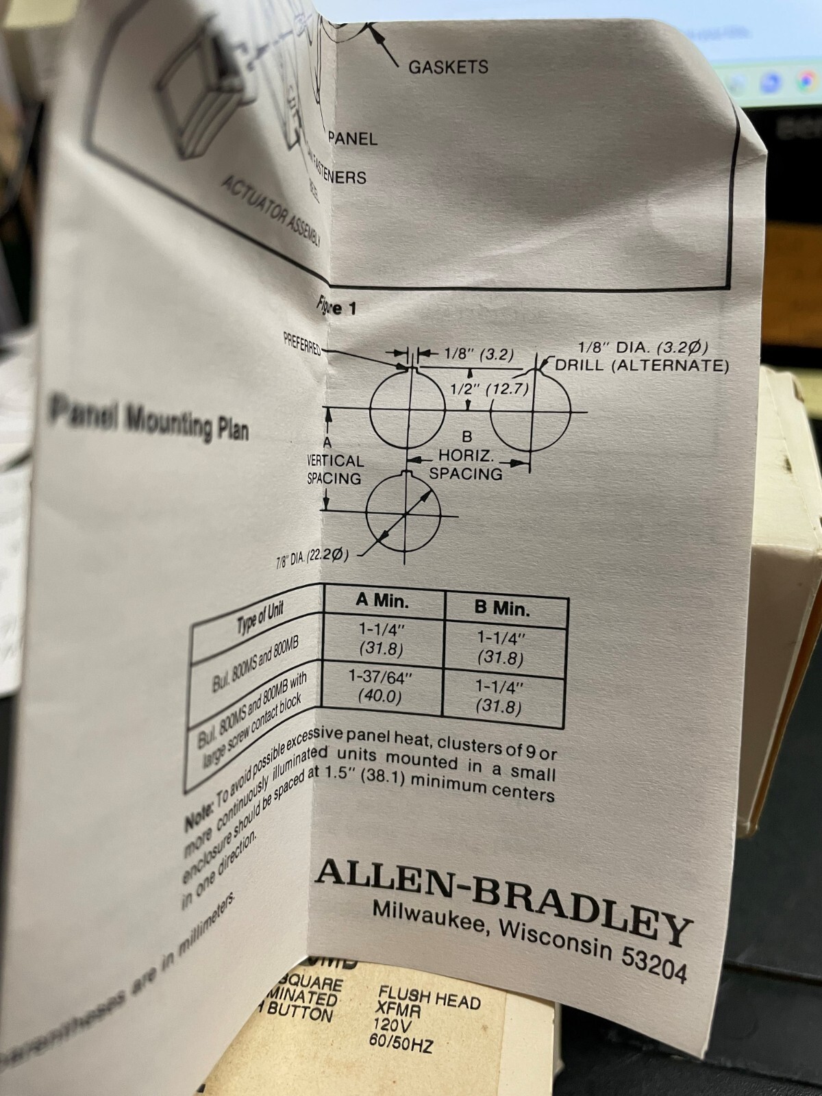 ALLEN BRADLEY SMALL SQUARE ILLUM. PILOT LIGHT 800MB-CPA16 SERIES A