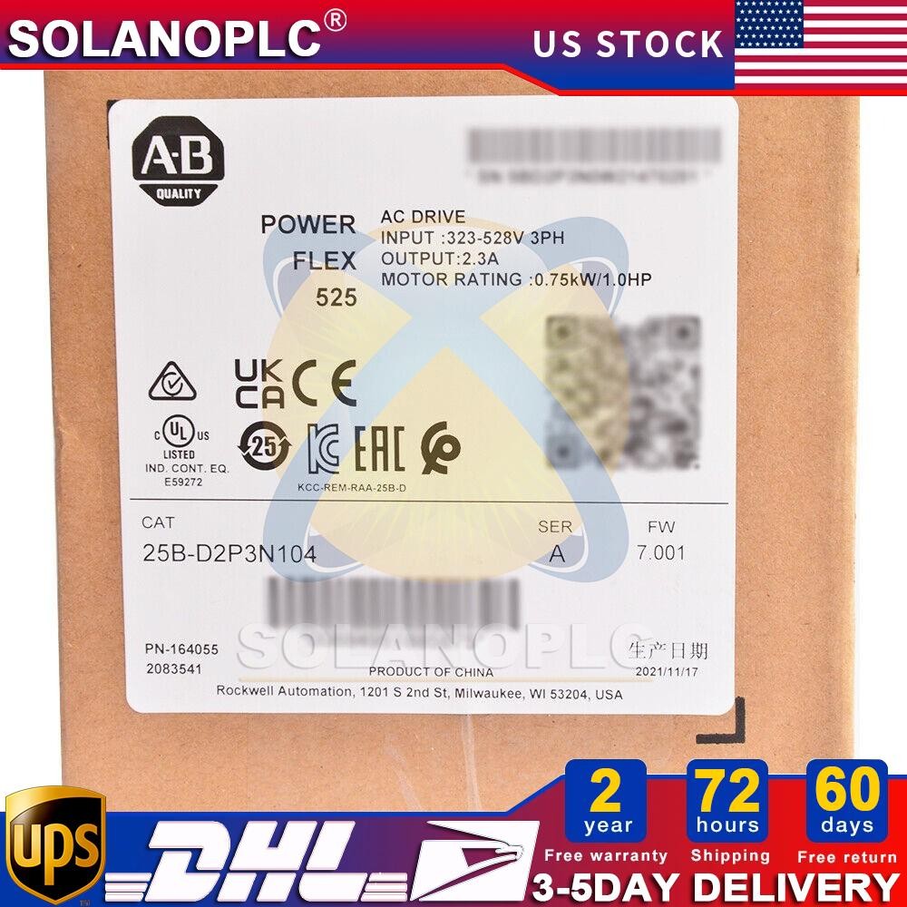 AB 25B-D2P3N104 SER A PowerFlex 525 0.75kW 1Hp AC Drive US Free Tax