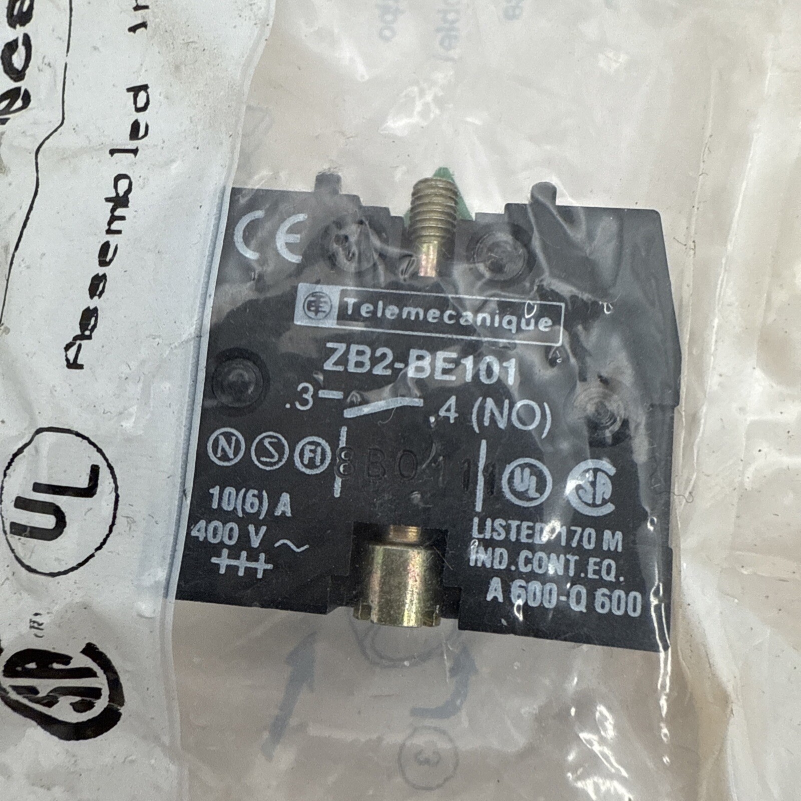 ZB2BE101 Telemecanique Contact Block Normally Open 24963 22mm Push Button OEM