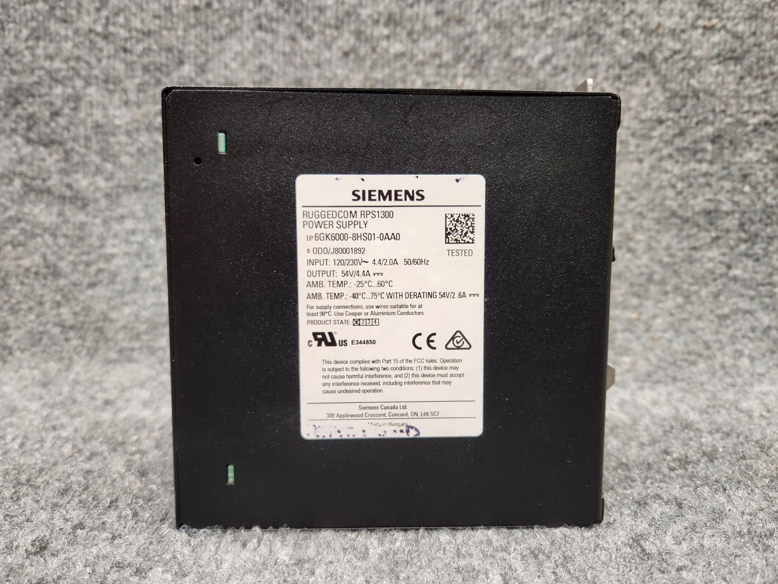 Siemens Ruggedcom RPS1300 Industrial Power Supply 120/230V 4.4/2.0A 50/60Hz