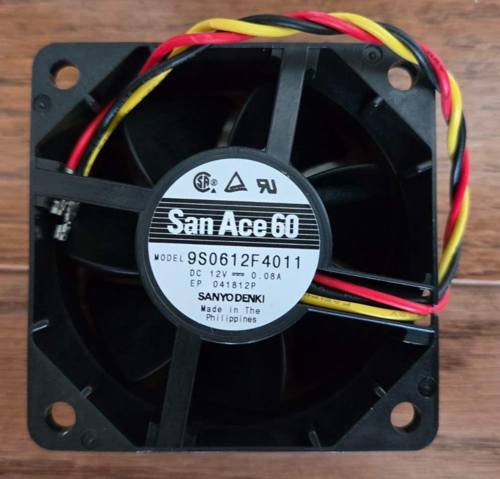 1PC Sanyo Denki Fan Tubeaxial 12VDC Square – 60mm L x 60mm H Ball 17.3 CFM