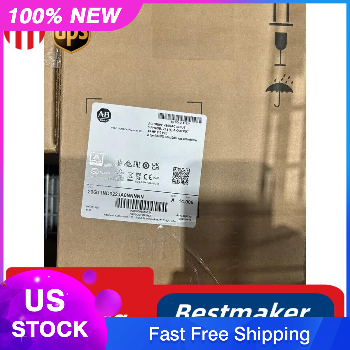 NEW Allen-Bradley 20G11ND022JA0NNNNN PowerFlex Air Cooled 755 AC Drive