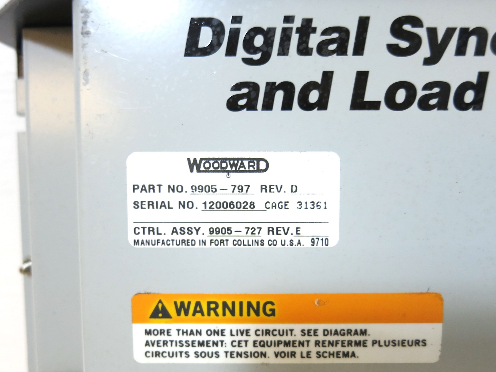 Woodward 9905-797 Rev D Digital Synchronizer and Load Control PLC Relay 9905797