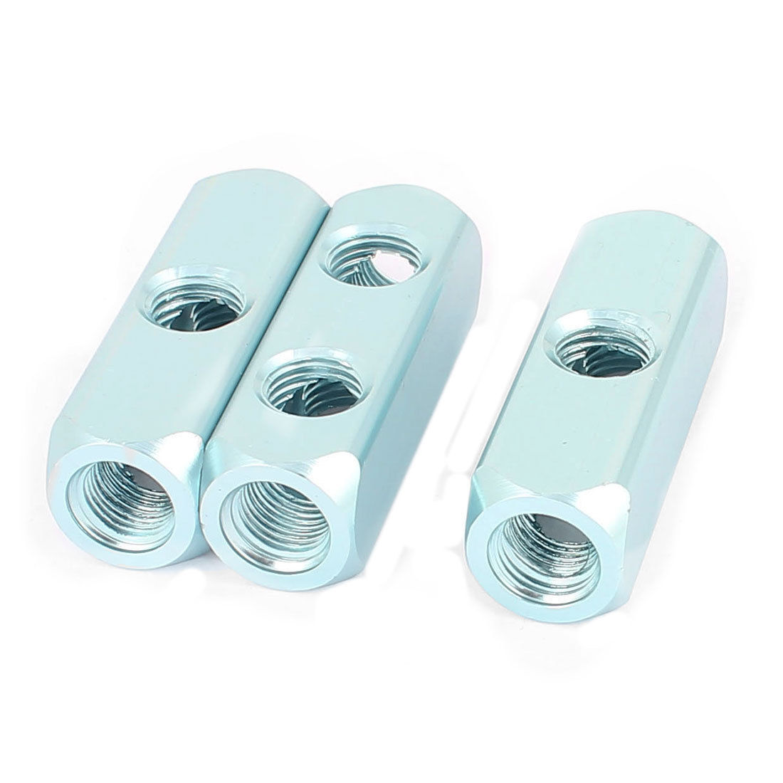 3 Pcs Air Pneumatic Aluminum 1/4PT Thread 5 Ports 2Way Manifold Block Splitter✦K