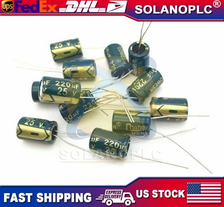 10 pcs 220uf 25v 105c radial electrolytic capacitors USA SHIPPING/SOLD