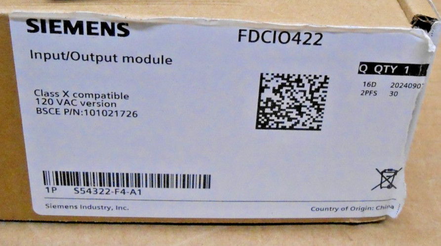 NEW SIEMENS FDCIO422 S54322-F4-A1 INPUT/OUTPUT MODULE MONITOR 120VAC 4 OUTPUT