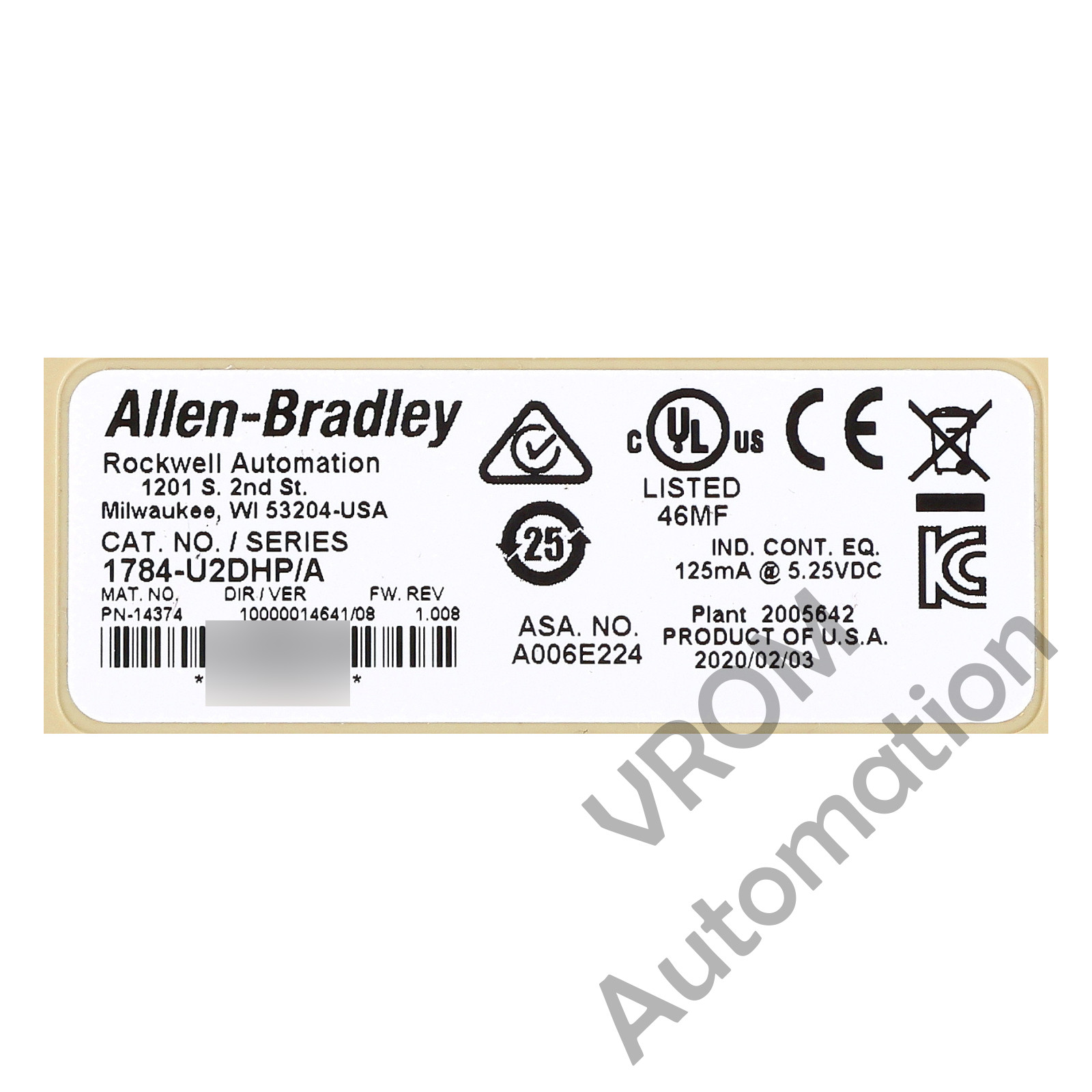 Surplus Allen Bradley 1784-U2DHP /A DH+ Communication Adapter