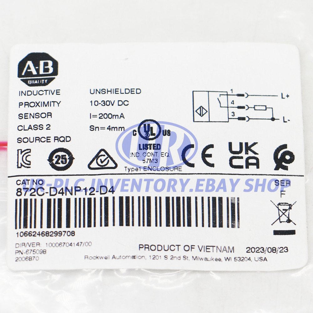 872C-D4NP12-D4 Allen-Bradley 12 mm Barrel Inductive Prox Sensor