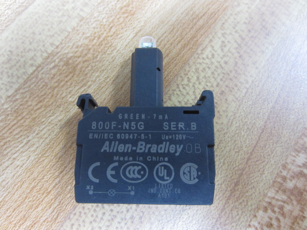 Allen Bradley 800F-N5G Contact Block 800FN5G Green Series B 7mA