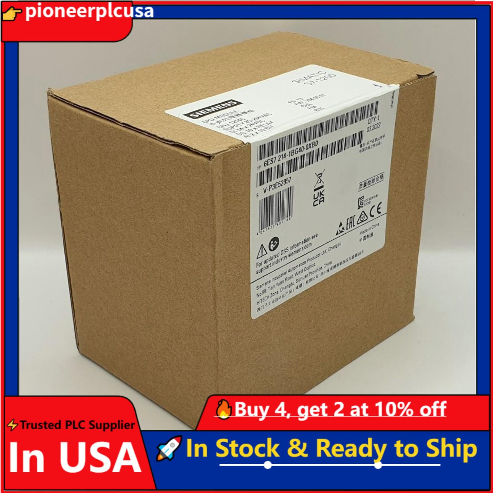 New Siemens 6ES7214-1BG40-0XB0 6ES7 214-1BG40-0XB0 SIMATIC S7-1200 CPU 1214C