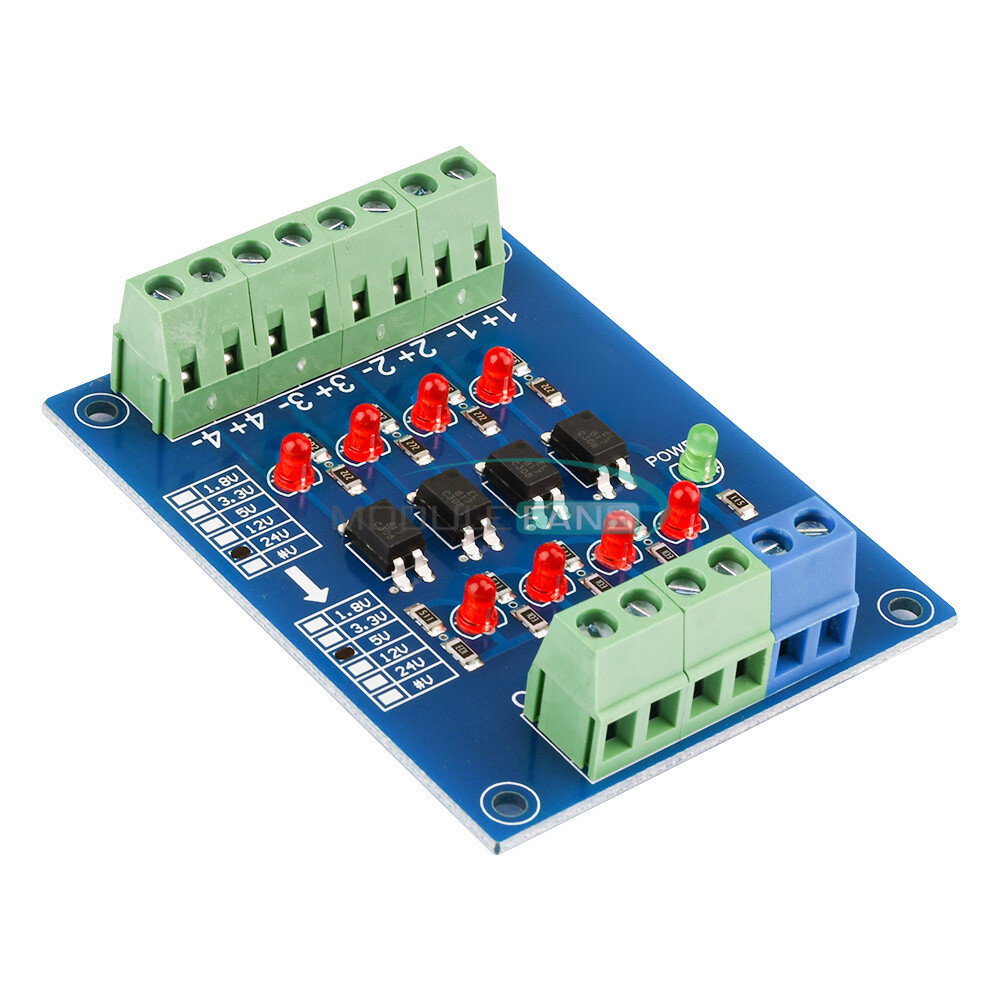 24V to 5V 4-Channel PLC Signal Converter Level Voltage Board 4-Bit Optocoupler