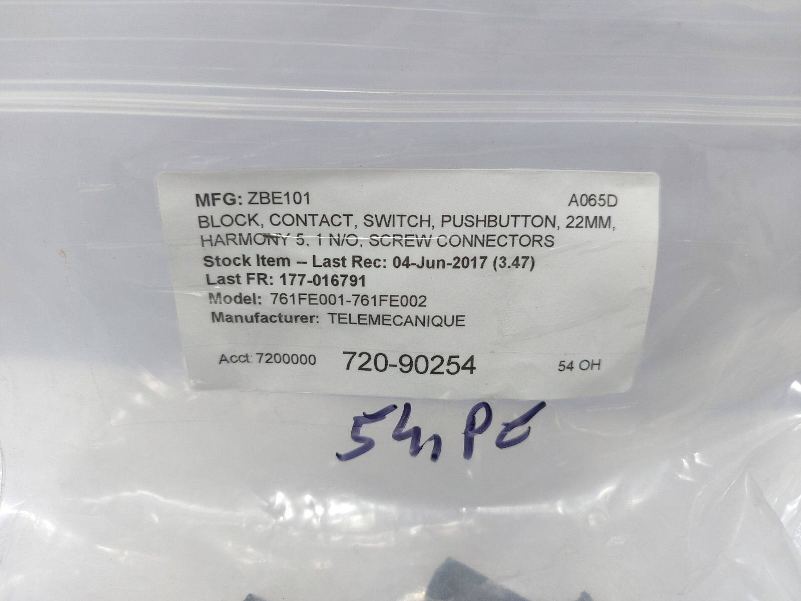Schneider ZBE-101 Block Contact Switch Pushbutton 22Mm Ac15 240V 3A