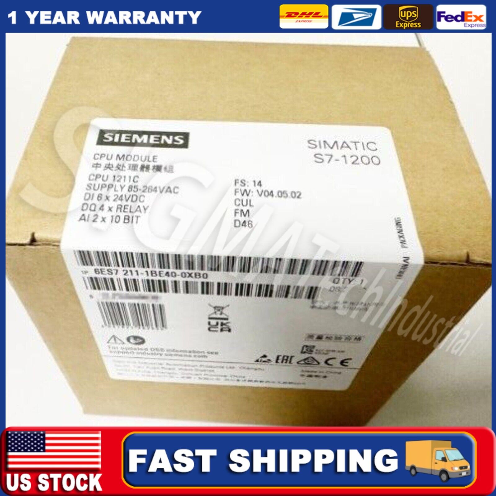 New Siemens 6ES7211-1BE40-0XB0 6ES72111BE400XB0 SIMATIC S7-1200 CPU 1211C