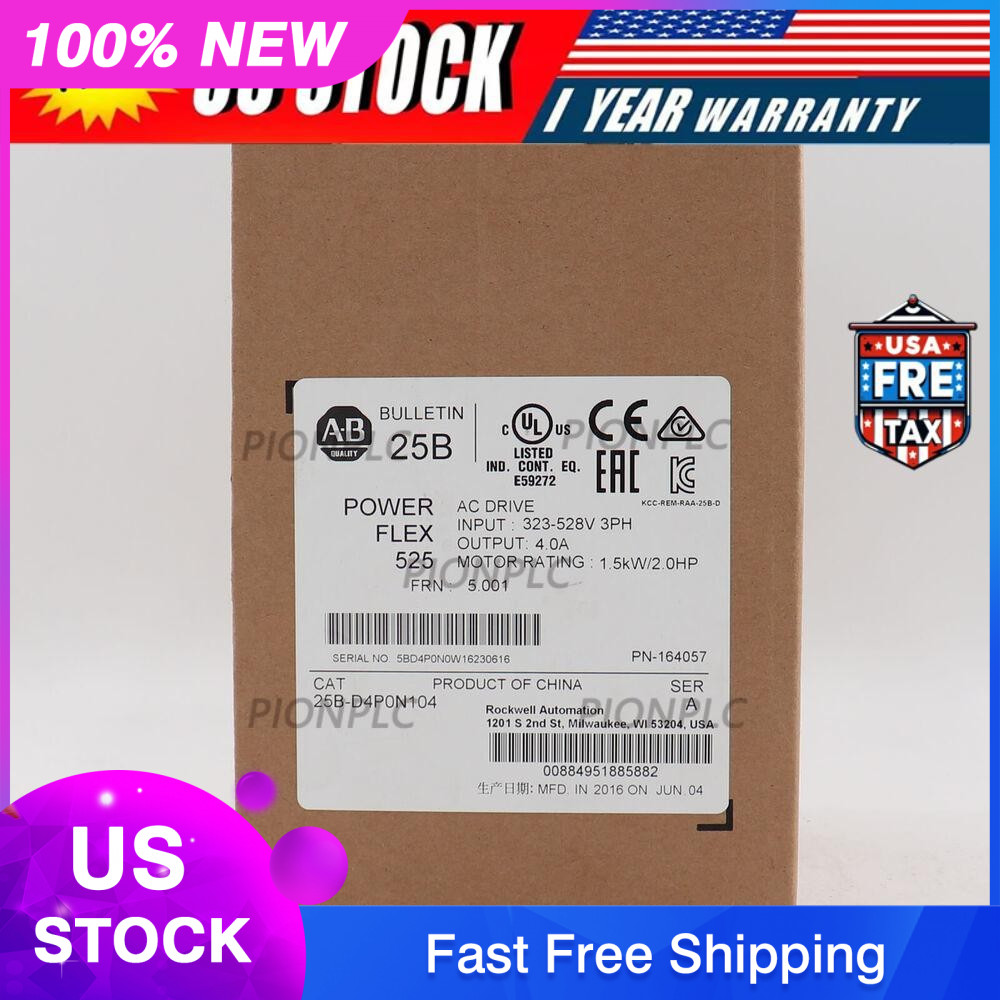 New AB Allen-Bradley 25B-D4P0N104 PowerFlex 525 1.5kW 2Hp AC Drive