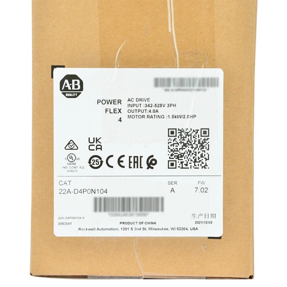 Sealed Allen-Bradley 22A-D4P0N104 SER A POWERFLEX 4 Catalog AC Drive US Free Tax