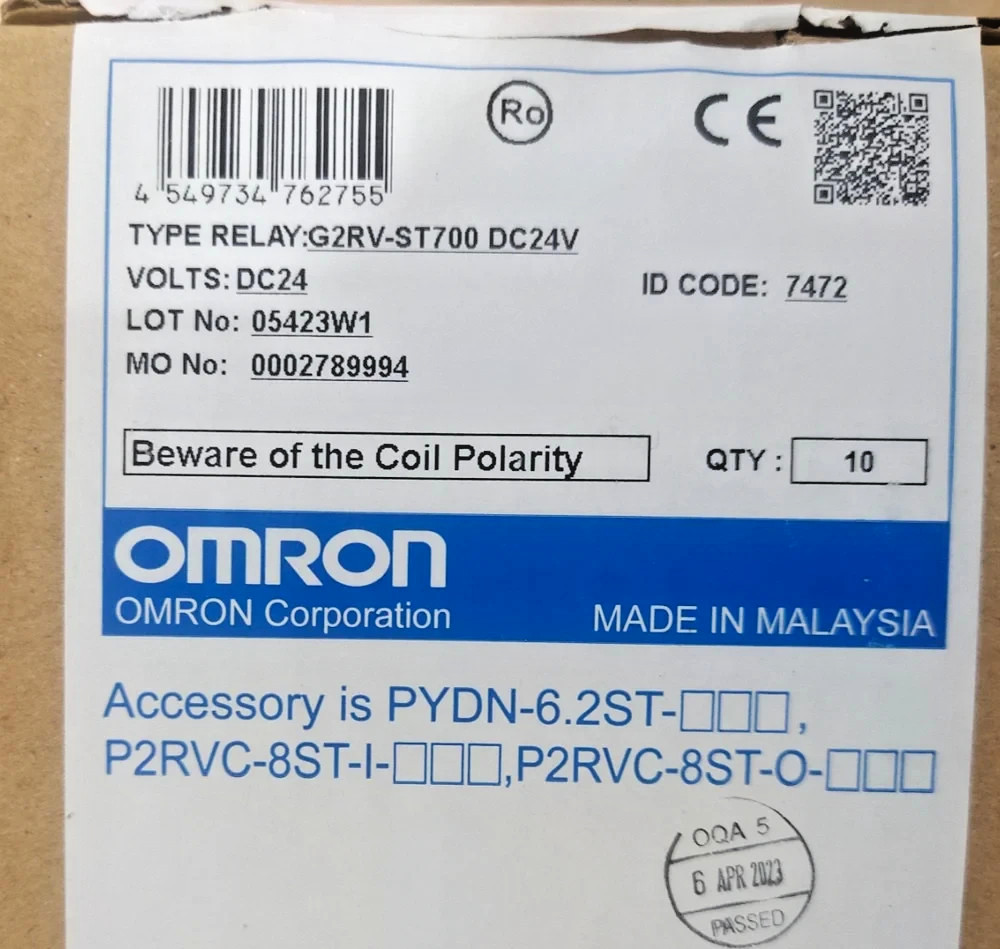 10PCS LOT-Omron G2RV-ST700 DC24 Slimline relay 6mm incl.socket,SPDT,6A,24VDC-NEW