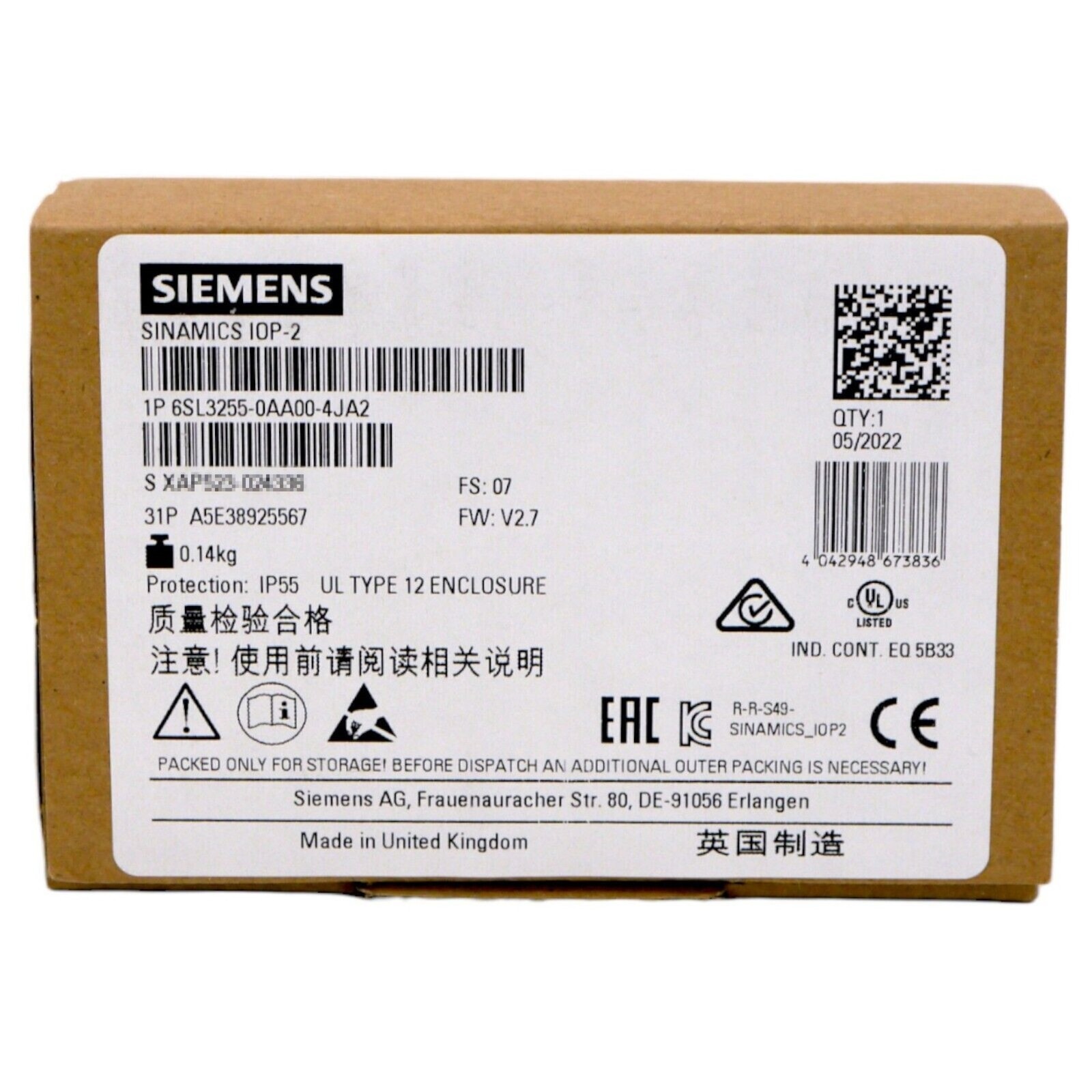 New Siemens 6SL3 255-0AA00-4JA2 6SL3255-0AA00-4JA2 Operator Panel US FREE TAX