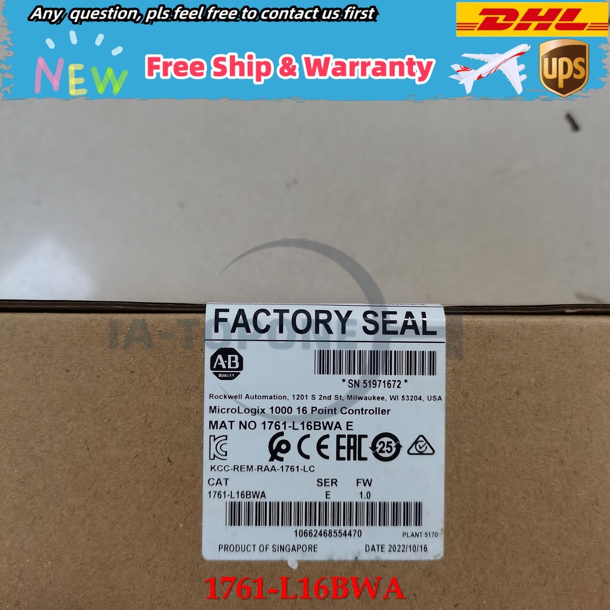 New Factory Sealed AB 1761-L16BWA MicroLogix 1000 Point Controller