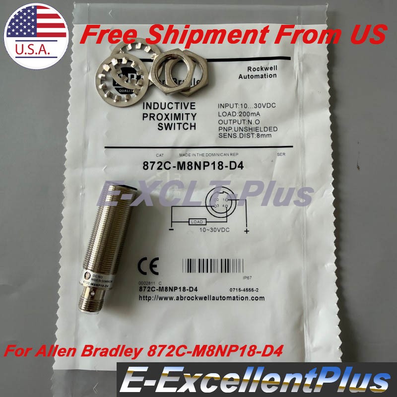 For Allen Bradley 872C-M8NP18-D4 Proximity Sensor Switch 10-30VDC PNP 4Pin USA