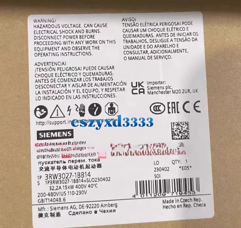 1PCS Brand New Applicable to SIEMENS 3RW3027-1BB14 3RW30271BB14 Soft Starter
